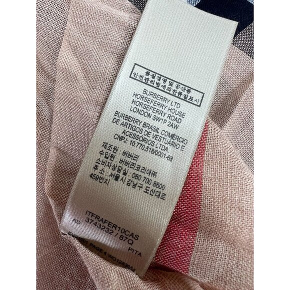 Burberry Beige Check Wool and Silk Scarf Made In Italy Soft & Lightweight - Picture 4 of 10